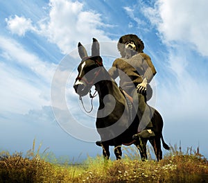 Sancho Panza on his donkey