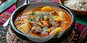 Sancocho venezolano or hearty meat and root vegetable stew