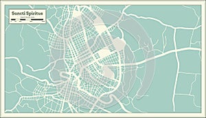 Sancti Spiritus Cuba City Map in Retro Style. Outline Map