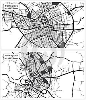 Sancti Spiritus and Santa Clara Cuba City Map Set