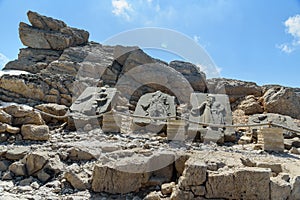 Sanctification reliefs on West Terrace on top of Nemrut Mountain.Turkey