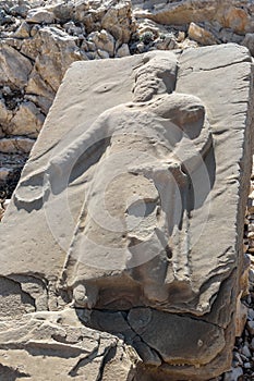 Sanctification reliefs on West Terrace on top of Nemrut Mountain.Turkey
