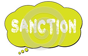 SANCTION text written on a light green thought bubble