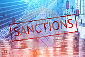 Sanctions against Russia, financial bans, blocking of economic bank accounts, withdrawal restrictions, money crisis photo