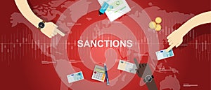 Sanctions economy financial dispute illustration background graphic map world