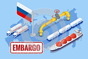 Sanctions, embargo on Russian gas and oil. Russia aggressor, war. Transportation, delivery, transit of natural gas