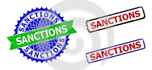 SANCTIONS Rosette and Rectangle Bicolor Badges with Unclean Styles