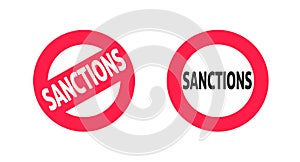 Sanctions sign icon vector concept symbol illustration, penalties warning caution symbol