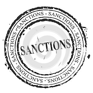 Sanctions Stamp Shows Embargo Agreement Approval To Suspend Trade - 3d Illustration