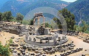 Sanctuary of Athena. Temple of Athena Pronaia, Delfi, Athens, Greece photo