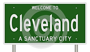 Sanctuary city road sign for Cleveland