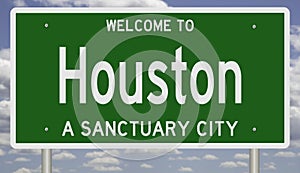 Sanctuary city road sign for Houston