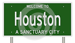 Sanctuary city road sign for Houston