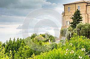 Sanctuary of the Holy House of Loreto, Marches, Italy. View of the Apostolic Palace and the garden