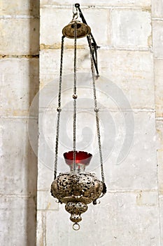 Sanctuary lamp in the Saint Vitus Cathedral in Prague, Czech Republic