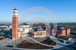 Sanctuary of Pope John Paul II in Lagiewniki, Krakow, Poland. Aerial view