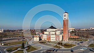 Sanctuary of Pope John Paul II in Lagiewniki, Krakow, Poland. Aerial view.