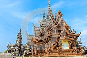 the sanctuary of truth on the seashore in pattaya, thailand