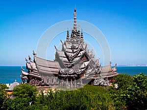 Sanctuary of Truth is a temple construction in Pattaya