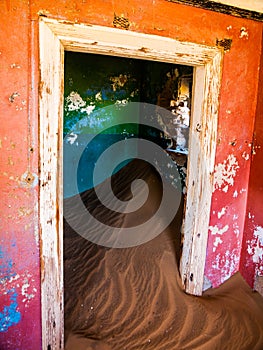Sand in abandoned house in Kolmanskop ghost town