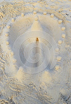 Sand Art & Play - Model of Temple with Canal and Wall with Spheres on Sea Beach