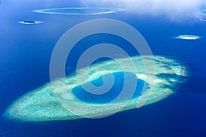 Sand bar and island in Baa Atoll, Maldives