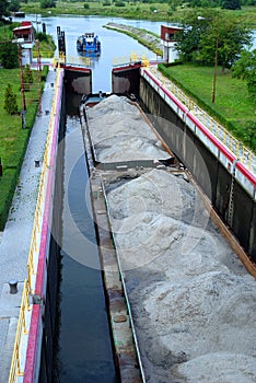 Sand barge on the river Vistula