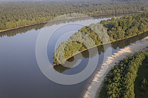 Sand bars on the Danube River in Kopacki rit Nature Park in spring photo