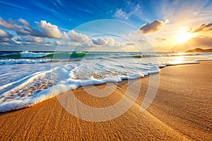 Sand beach background with wave created by wind