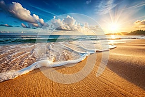Sand beach background with wave created by wind
