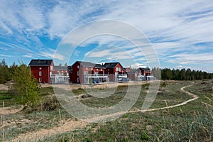 Sand beach and houses of Marjaniemi Hailuoto Oulu