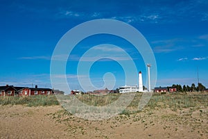 Sand beach and lighthouse of Marjaniemi Hailuoto Oulu