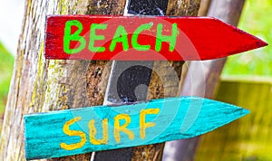 Sand beach surf relax colorful directional arrows Ilha Grande Brazil