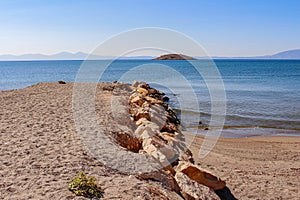 Sand beach in Turkey. Aegean coast. Gumuldur