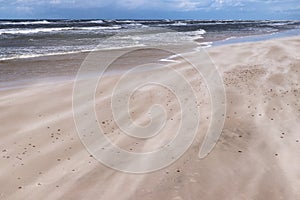 Sand blown by the wind on the coast of the Baltic Sea