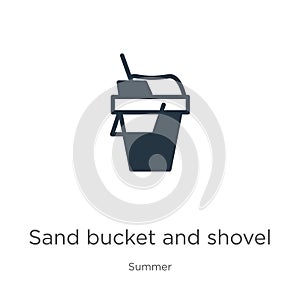 Sand bucket and shovel icon vector. Trendy flat sand bucket and shovel icon from summer collection isolated on white background.