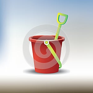 sand bucket with shovel. Vector illustration decorative design