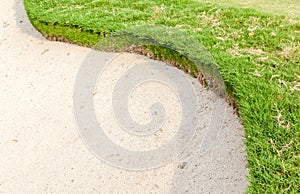 The sand bunker of the beautiful golf course