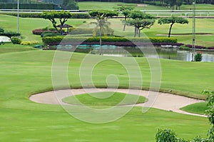 Sand bunker on golf field