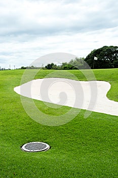 Sand bunkers on the golf course