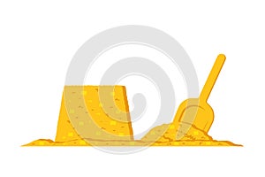 Sand cake and shovel