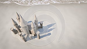 Sand castle beach background. 3d rendering