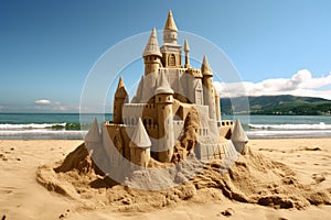 Sand castle beach build. Generate Ai