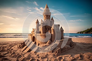 Sand castle beach building. Generate Ai