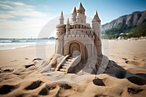 Sand castle beach creativity. Generate Ai