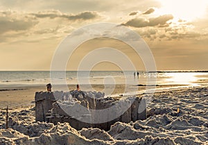 Sand castle on the beach