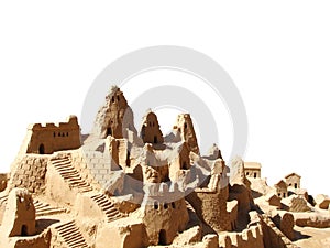 Sand castle isolated on white