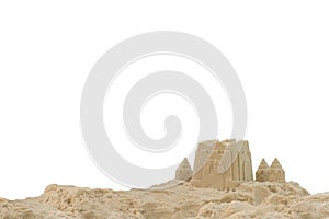 Sand castle isolated on white background