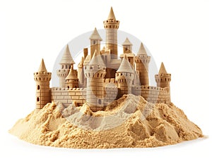 Sand Castle Isolated on White Background