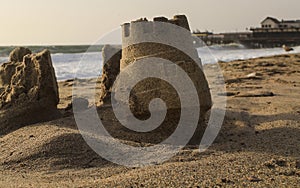 A Sand Castle on the Shoreline of Redondo Beach, Los Angeles County, California